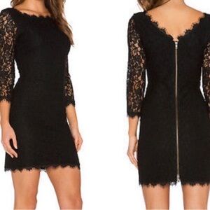 Diane Von Furstenberg Elegant Black Lace Mini Dress